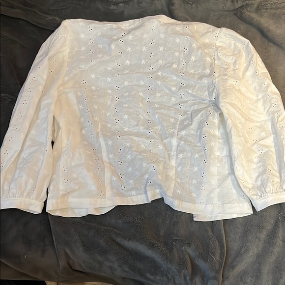 White Eyelet Button-Up Blouse - Picture 3 of 3